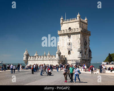 Portugal, Lissabon, Belem, Torre de Belem, Turm von Belém, Wehrturm 1515 dient zum Versand anzeigen anfahren Stockfoto
