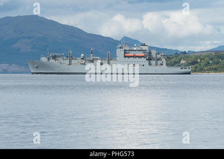 USNS Medgar Evers (T-AKE-13) United States Navy Lewis und Clark Klasse trockene Frachtschiff der Firth of Clyde, Schottland, Großbritannien Stockfoto