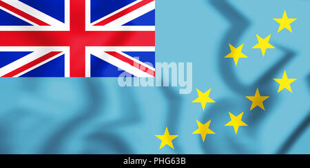 3D-Flagge von Tuvalu. 3D-Darstellung. Stockfoto