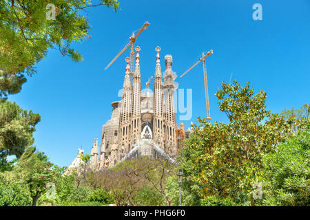 Blick vom Green Park der Sagrada Familia Stockfoto