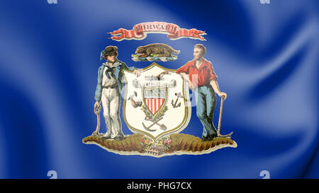 3D Flagge von Wisconsin (1866-1913), USA. 3D Illustration. Stockfoto