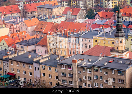 Bunte Häuser in Bolkow Stadt Stockfoto