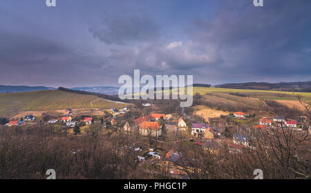 Panorama der kleinen Bolkow Stadt in Niederschlesien Stockfoto