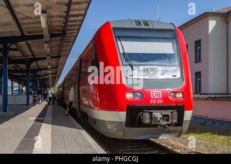 Express-Zug in Gera (Deutschland, Thüringen) Stockfoto