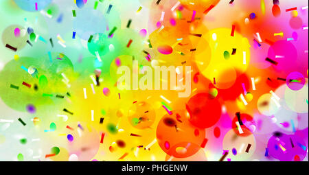Abstrakte hell Rainbow aquarell Kreis und Konfetti Muster Hintergrund Stockfoto