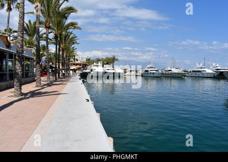 Blick auf Puerto Portals Marina Hafen, Puerto Portals, Mallorca, Balearen, Spanien Stockfoto
