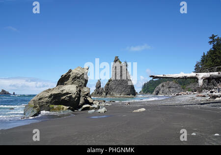 Sea Stacks an der Rialto Beach, Olympic National Park, Washington, USA Stockfoto