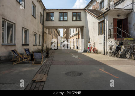 Tytano ist eine verlassene Tabakfabrik in Krakau, wo Cafes, Pubs, Restaurants und kulturellen Organisationen verschoben. Stockfoto