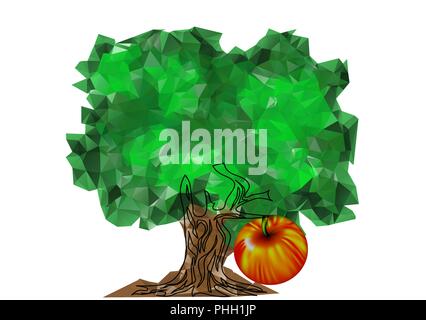 Abstrakte apple tree auf weißem Hintergrund Stock Vektor