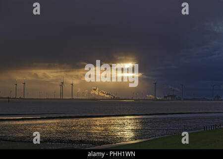 Abendstimmung am Knock in Ostfriesland Stockfoto