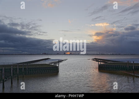 Abendstimmung am Knock in Ostfriesland Stockfoto