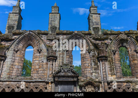 Ruinen der Augustiner Holyrood Abbey, Edinburgh, Schottland, Großbritannien Stockfoto