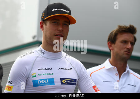 Monza, Italien. Am 1. September 2018. Stoffel Vandoorne Belgiens und McLaren F1 Team im Fahrerlager während der Formel Eins Grand Prix von Italien: Marco Canoniero/Alamy leben Nachrichten Stockfoto