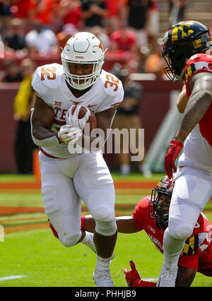 September 1, 2018: Texas Longhorns RB #32 Daniel Junge läuft mit dem Ball während eines NCAA Football Spiel zwischen der Universität von Maryland Dosenschildkröten und die Texas Longhorns am Fedex Feld in Washington, DC, Justin Cooper/CSM Stockfoto