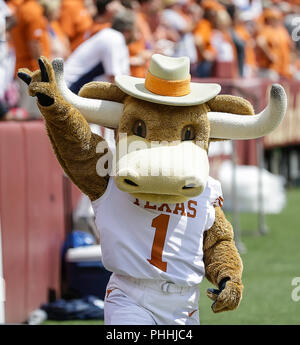 September 1, 2018: Texas Longhorn Maskottchen während der NCAA Football Spiel zwischen der Universität von Maryland Dosenschildkröten und die Texas Longhorns am Fedex Feld in Washington, DC, Justin Cooper/CSM Stockfoto