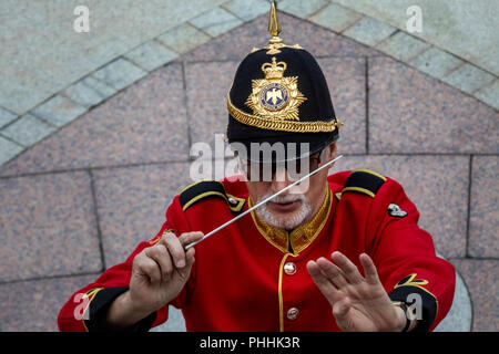 Moskau, Russland. 1. September 2018. Mitglieder des Brentwood Imperial Jugendkapelle Teilnahme an die 2018 Spasskaja Turm internationales Militär Musik Festival, führen Sie an der Tsaritsyno Park in Moskau Credit: Nikolay Winokurow/Alamy leben Nachrichten Stockfoto