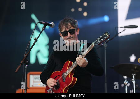 Knebworth Park, Hertfordshire, Großbritannien. 1. September 2018. Die Lightning Seeds live auf dem ersten Cool Britannia Festival in Knebworth Park. Stockfoto