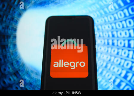 Krakau, Polen. 1. Sep 2018. Allegro Logo ist auf ein Android mobile Gerät gesehen. Credit: Omar Marques/SOPA Images/ZUMA Draht/Alamy leben Nachrichten Stockfoto