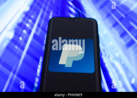 Krakau, Polen. 1. Sep 2018. Paypal Logo ist auf ein Android mobile Gerät gesehen. Credit: Omar Marques/SOPA Images/ZUMA Draht/Alamy leben Nachrichten Stockfoto