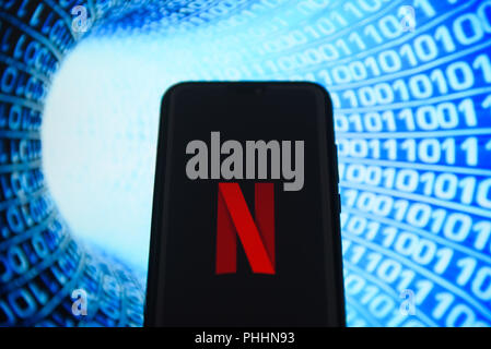 Krakau, Polen. 1. Sep 2018. Netflix Logo ist auf ein Android mobile Gerät gesehen. Credit: Omar Marques/SOPA Images/ZUMA Draht/Alamy leben Nachrichten Stockfoto