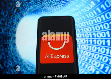 Krakau, Polen. 1. Sep 2018. Aliexpress Logo ist auf ein Android mobile Gerät gesehen. Credit: Omar Marques/SOPA Images/ZUMA Draht/Alamy leben Nachrichten Stockfoto