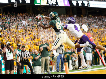 Waco, Texas, USA. 1 Sep, 2018. Während der ersten Hälfte des NCAA Football Spiel zwischen der Abilene Christian Wildkatzen und Baylor Bären an McLane Stadion in Waco, Texas. Matthew Lynch/CSM/Alamy leben Nachrichten Stockfoto