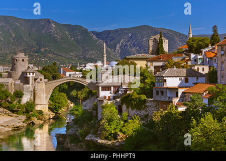 Alte Brücke in Mostar - Bosnien und Herzegowina Stockfoto