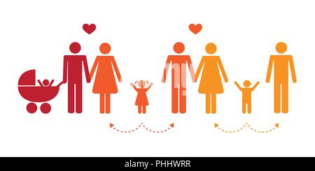 Bunte Patchwork-familie Konzept Piktogramm Vector Illustration Stock Vektor