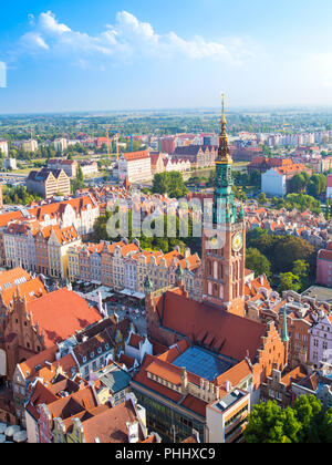 Altstadt in Danzig, Luftaufnahme vom Turm der Kathedrale Stockfoto
