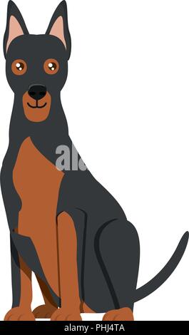 Süße Dobermann hund Symbol über Hintergrund, Vector Illustration Stock Vektor