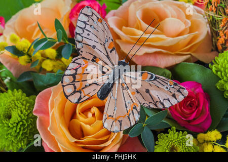 Blumen Blumenstrauß und Schmetterling Stockfoto