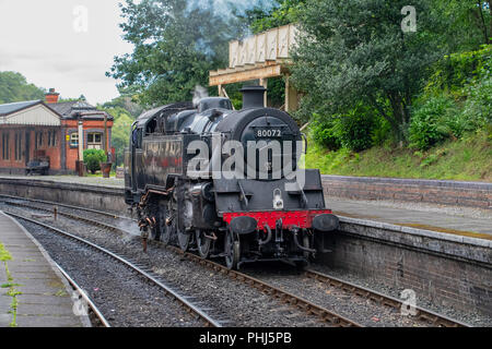 LLANGOLLEN WALES VEREINIGTES KÖNIGREICH - 27. AUGUST 2018: Dampfzug von der Llangollen Railway Stockfoto