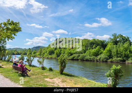 Der Fluss Dordogn in La Roque Gageac, Dordogne, Frankreich Stockfoto