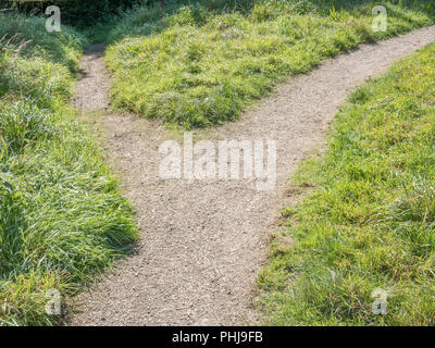 Kleine Verzweigung Wanderweg - Metapher die Richtung ändern, divergierende Wege, alternative Route, Karriere Pfad ändern, Aufspaltung, gehen getrennte Wege. Stockfoto