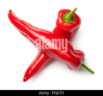 Rote Paprika isoliert auf weißem Hintergrund Stockfoto