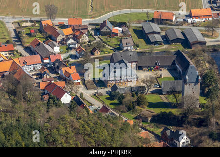 Nordenbeck in Korbach mit dem ehemaligen Herrenhaus des Schlosses und das ehemalige Wasserburg Nordenbeck, schloss Nordenbeck. Kreisstadt Korbach, distric Stockfoto