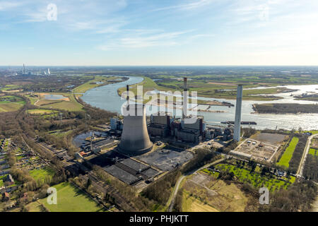 Möllen Bezirk mit Kraftwerk Voerde Betriebsruhe, STEAG Kohlekraftwerk, Dekonstruktion abgefeuert, Rhein, Rhein, in Voerde in Nordrhein-westfalen. Voerde, Stockfoto