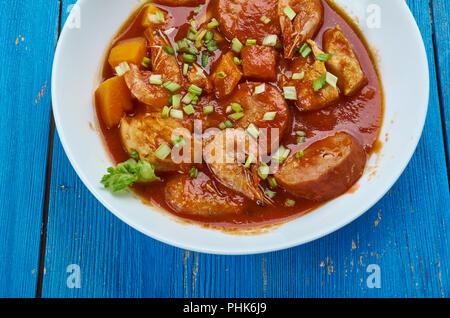 Huhn Garnele Wurst Gumbo Stockfoto