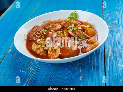 Huhn Garnele Wurst Gumbo Stockfoto