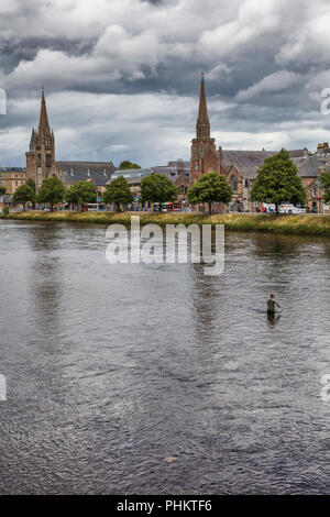 Stadtbild mit den Fluss Ness, Inverness, Inverness-shire, Schottland, Großbritannien Stockfoto