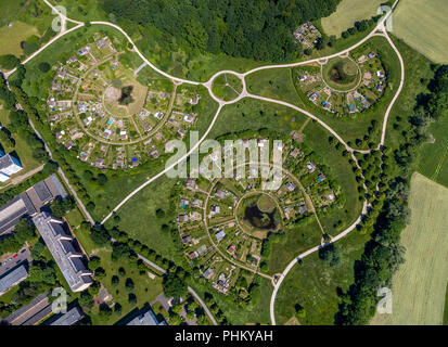 Luftaufnahme, Scharnhorst Dortmund, runde Gärten, schrebergarten