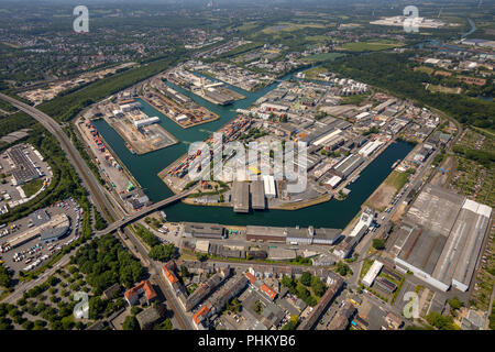 Luftbild, Binnenhafen Dortmund, Dortmunder Hafen AG Container Terminal Dortmund GmbH Dortmunder Eisenbahn GmbH DE Infrastruktur GmbH, Dort Stockfoto