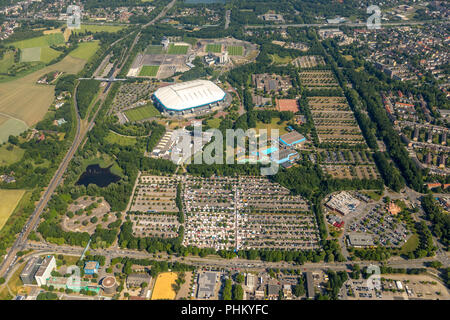 Luftaufnahme, ARENA PARK Gelsenkirchen, Veltins-Arena, Arena AufSchalke in Gelsenkirchen ist die Fußball-Stadion des Deutschen Fußball-Verein FC Schalke 04, Stockfoto