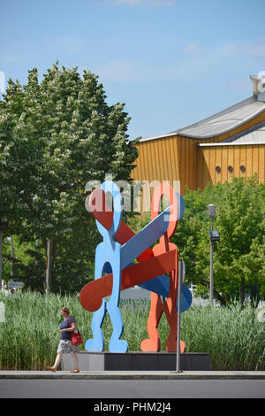 Keith Haring - Untitled (Boxer), Eichhornstrasse, Potsdamer Platz, Tiergarten, Mitte, Berlin, Deutschand Stockfoto