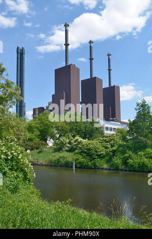 Heizkraftwerk Lichterfelde, Teltowkanal, Lichterfelde, Berlin, Deutschland Stockfoto