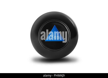 Magic Ball mit Vorhersage Ja Stockfoto