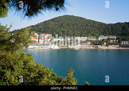 Küste im Stadtteil Lapad in Dubrovnik. Stockfoto