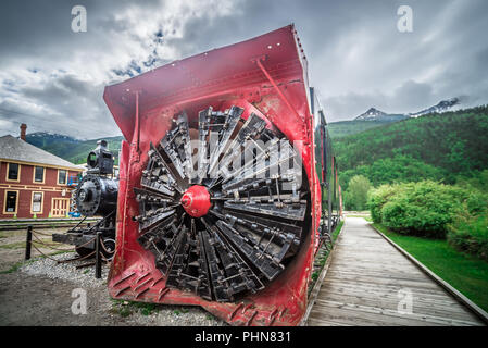 Alte Schneepflug museum Zug Lokomotive in Skagway Alaska Stockfoto