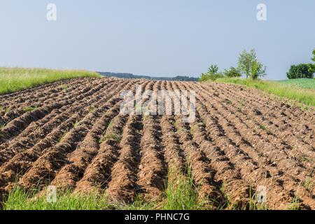 Gepflügten Feldes im Frühjahr, Deutschland Stockfoto