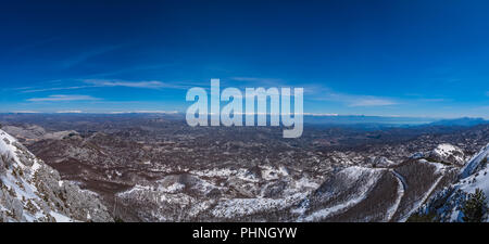 Berg winterbild der Nationalpark Lovcen Stockfoto